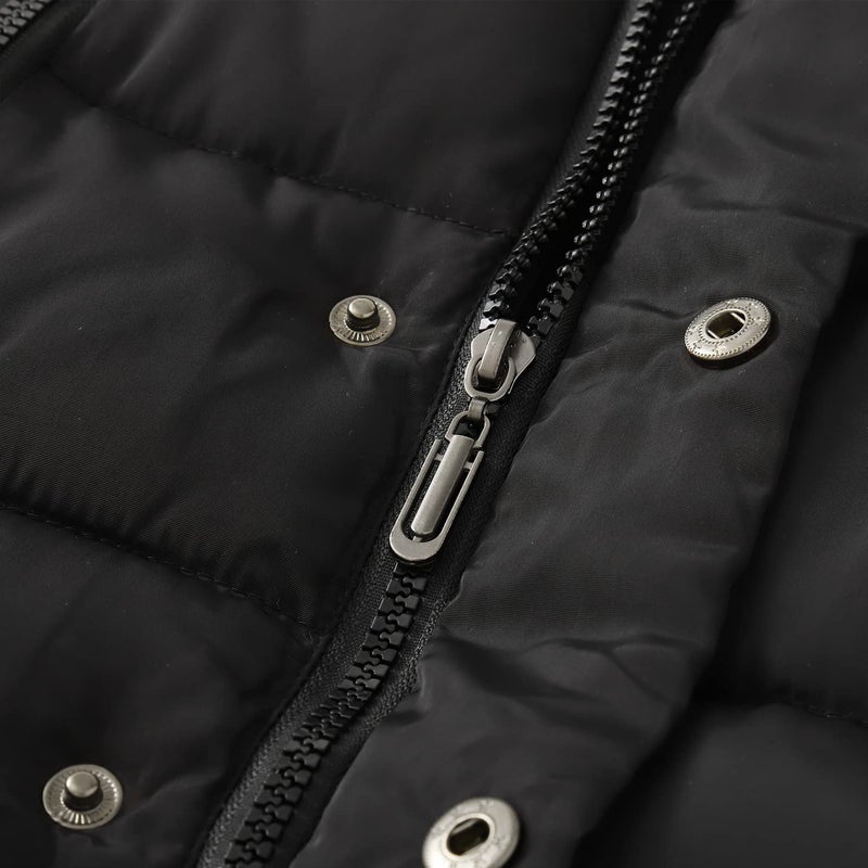 YAGATA Toddler Coat Thicken Fur Collar Hoodie Down Toddler Jacket Warm Toddler Winter Puffer Jacket Black 5-6 Years 130 - Image 4